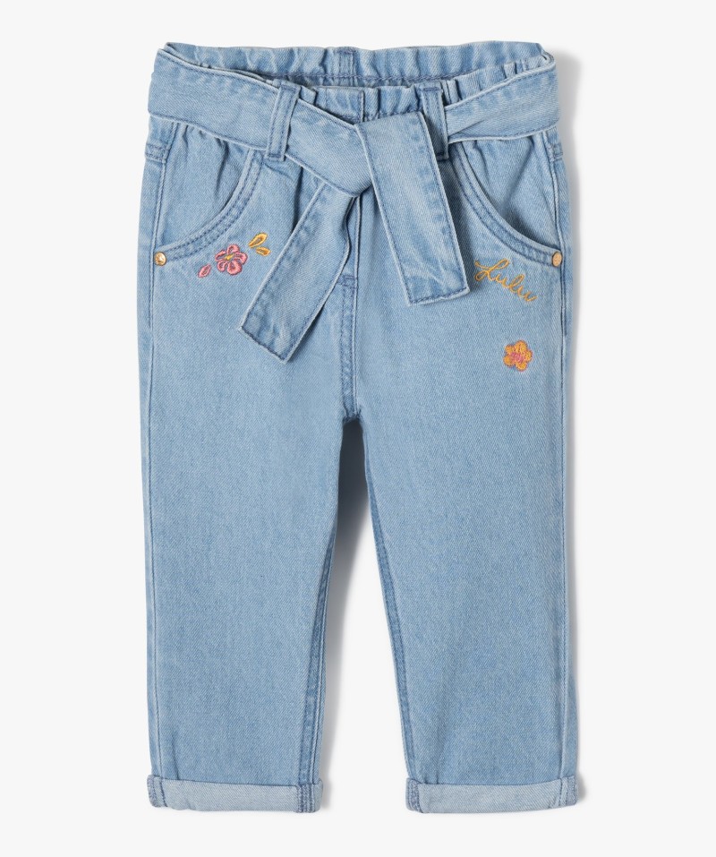 Jean bébé fille avec motifs brodés - LuluCastagnette